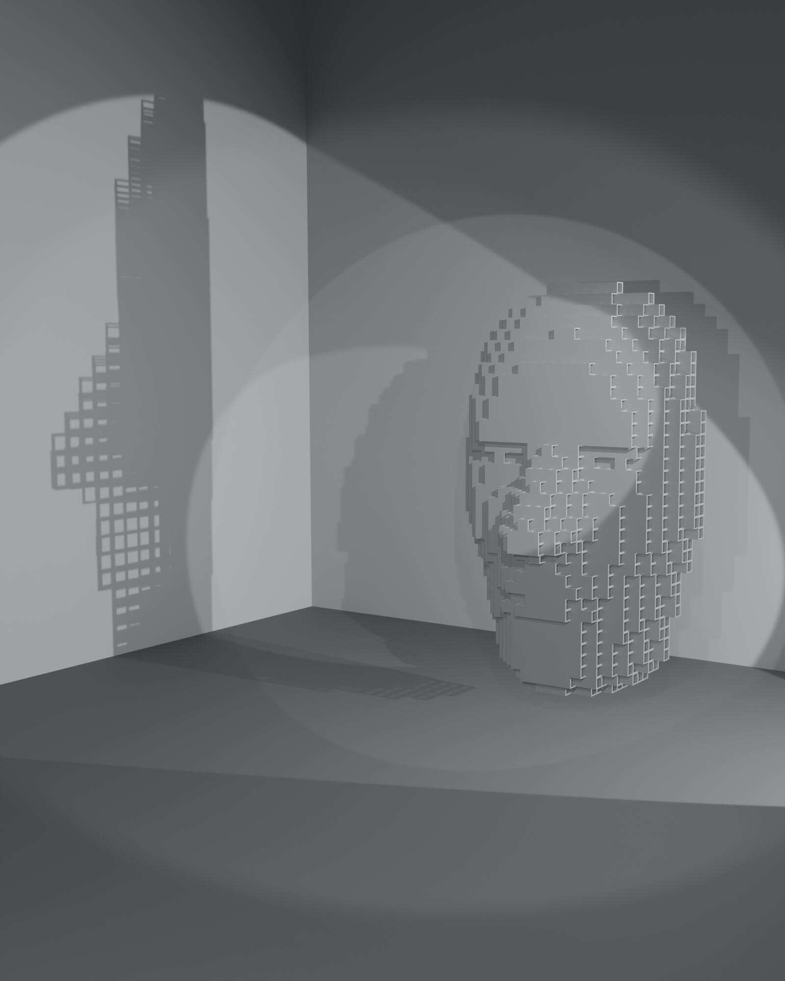 Geometric lattice portrait sculpture